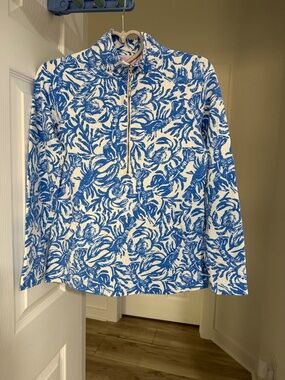 Lilly Pulitzer Blue & White Floral Pullover